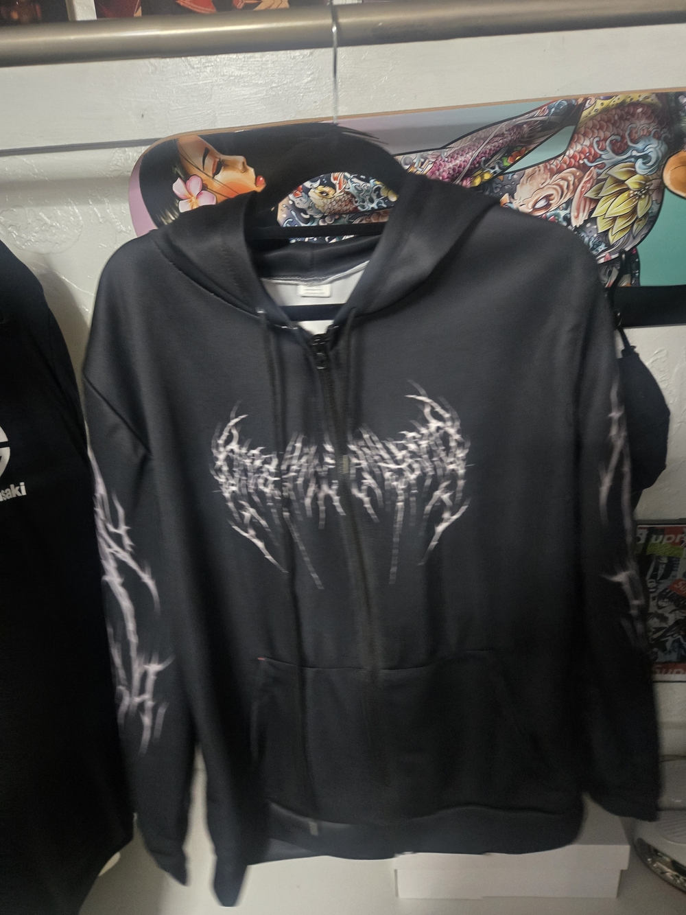 Black Polyster GEO Tribal Fashion Hoodie